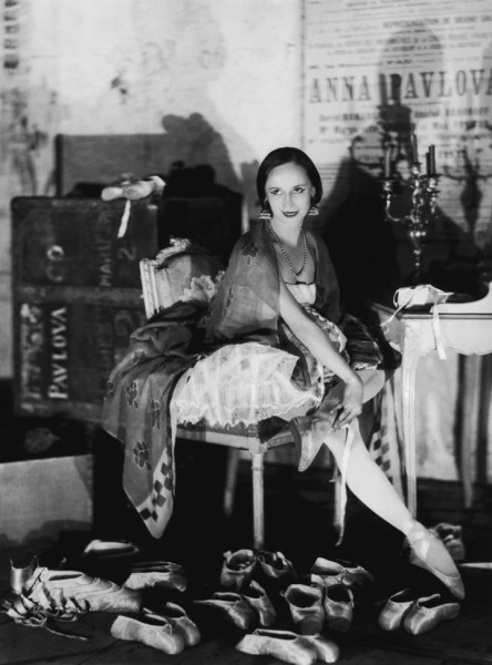 Anna Pavlova surrounded by her ballet shoes in her dressing room at the Theatre des Champs Elysees in Paris, 1927. James Abbe  Getty Images.